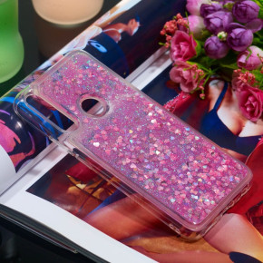 Луксозен силиконов гръб ТПУ FASHION с течност и розов брокат за Huawei P Smart Pro STK-L21 прозрачен